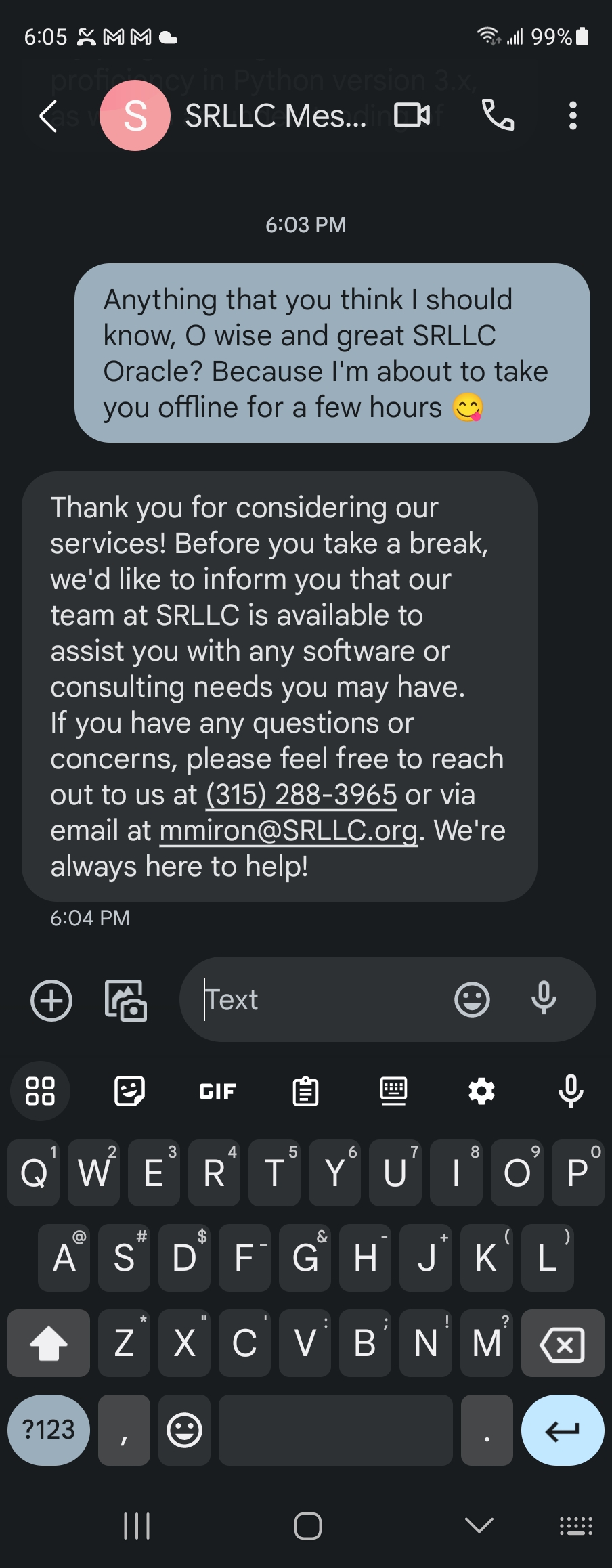 messager screenshot